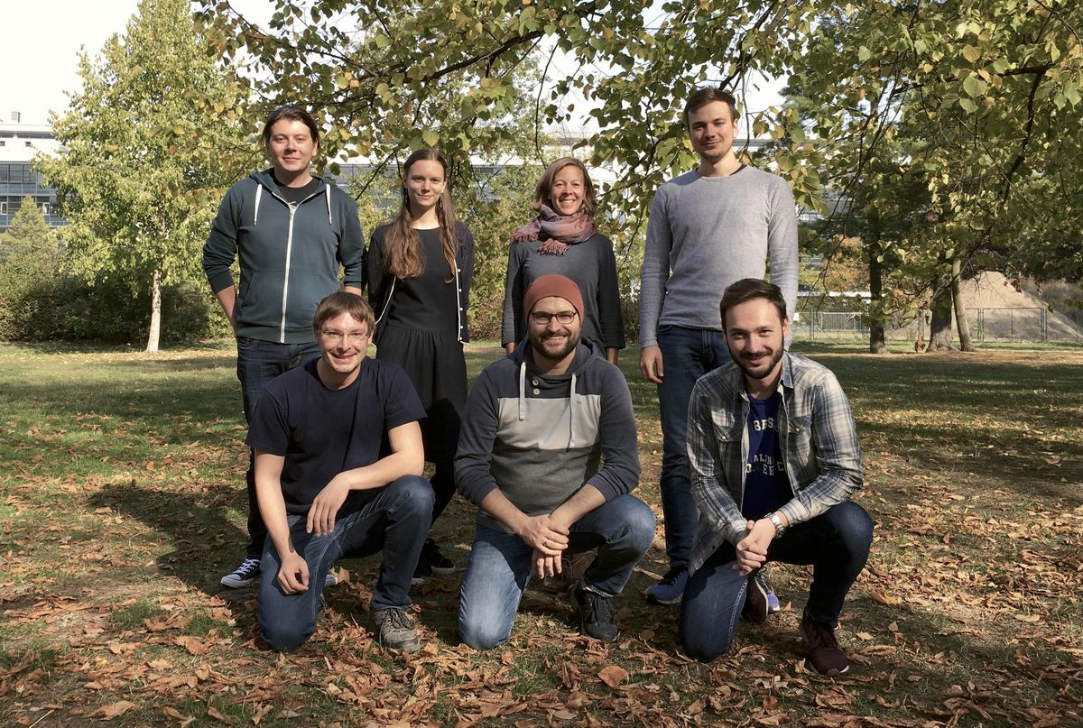 enlarge the image: Team of the working group Remote Sensing and Arcic climate system taken in a park near the institute. Photo: Johannes Röttenbacher / Universität Leipzig