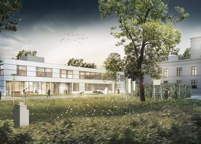 Visualisierung des neuen Gebäudes für das Leipziger Institut für Meteorologie (LIM). Foto: Arbeitsgemeinschaft PEG Architekten, Karlsruhe und raumleipzig, Architekten, Leipzig, Bild: Albrecht Lutter