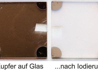 Auf Zinkoxid regiert eine dünne Kupferschicht im Ioddampf zu transparentem Kupferiodid, Foto: Abteilung Halbeiterphysik Auf Zinkoxid regiert eine dünne Kupferschicht im Ioddampf zu transparentem Kupferiodid
