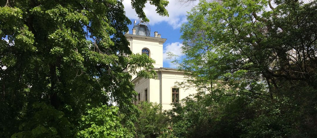 Leipziger Institut für Meteorololgie in der Stephanstraße mit Bäumen im Vordergrund. Foto: Katrin Schandert
