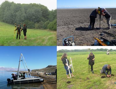 Eindrücke der technischen Feldgeräte der AG Physische Geographie im Geländeeinsatz bei Sonne und Regen, Fotos: A. Köhler, H. von Suchodoletz, S. Mischke, C. Zielhofer