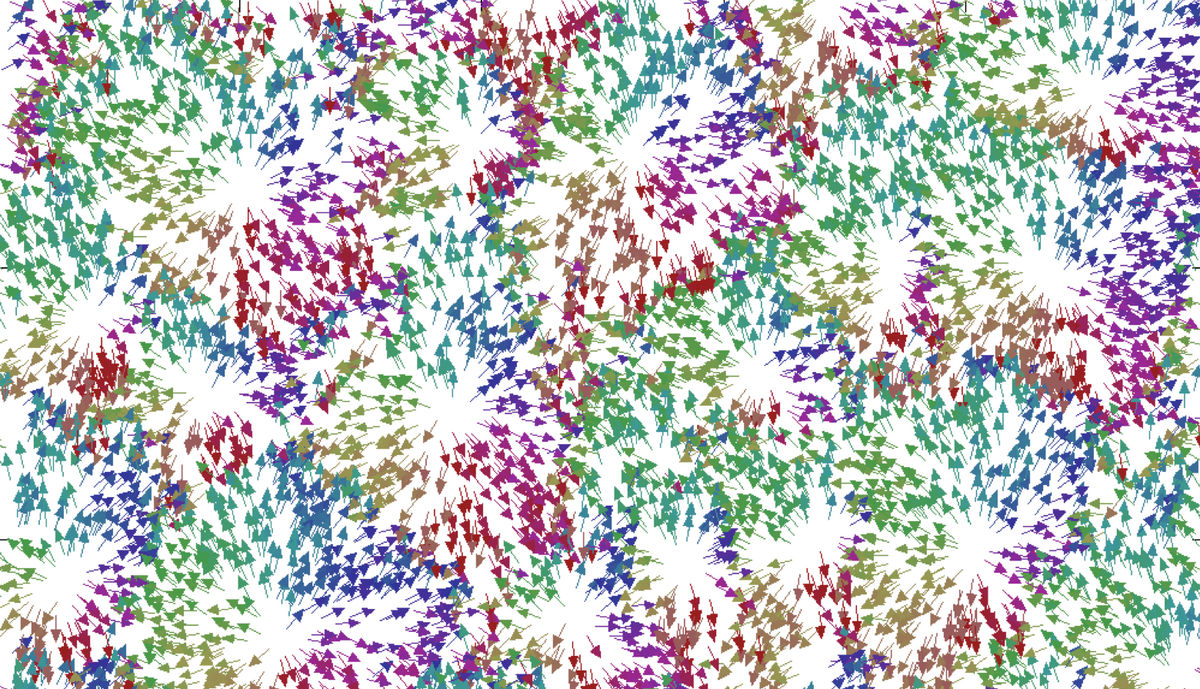 enlarge the image: Arrangement of many small arrows of different colours
