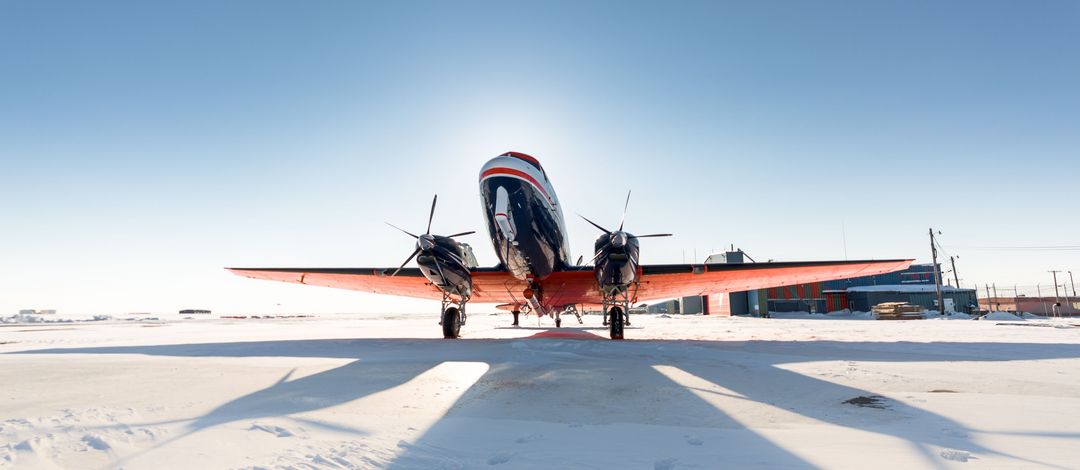 Frontalansicht eines Forschungsflugzeugs