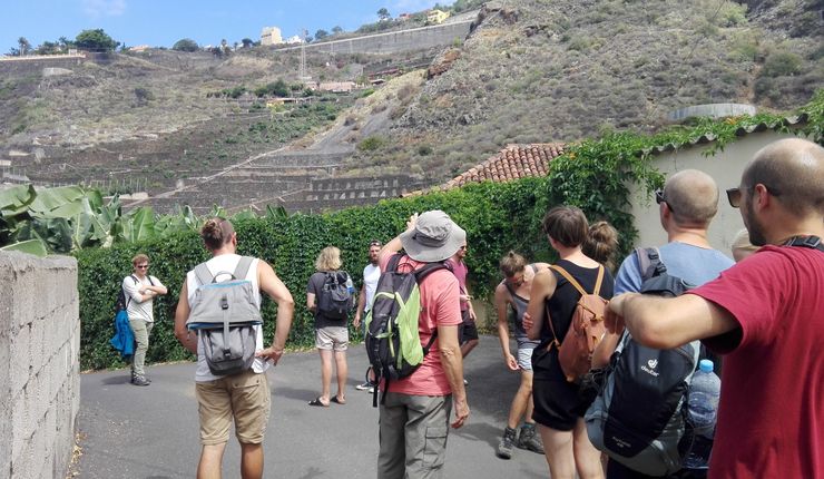 Aufnahme von Studierende mit Bergen im Hintergrund während der Exkursion auf Teneriffa bei Tag, Foto: Alejandro Armas-Diaz