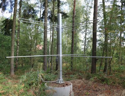 Klimatologische Beobachtungen: Das VHF-Meteorradar steht im Mischwald am Observatorium Collm zur Messung des horizontalen Windes und der Temperatur. Foto: Christoph Jacobi / Universität Leipzig