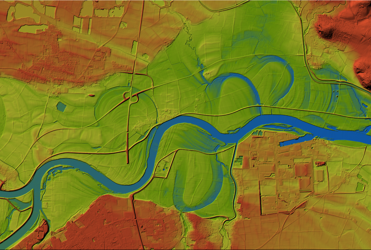 enlarge the image: Floodplain of the Danube river between Straubing and Oberalteich. Datasource DEM1: Bavarian Surveying Administration. Visual representation: A. Köhler