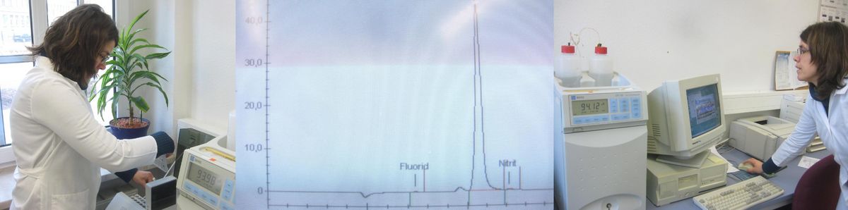 zur Vergrößerungsansicht des Bildes: Fotos von der Probenpräparation und Durchführung der Ionenchromatographie, Fotos: Institut für Geographie