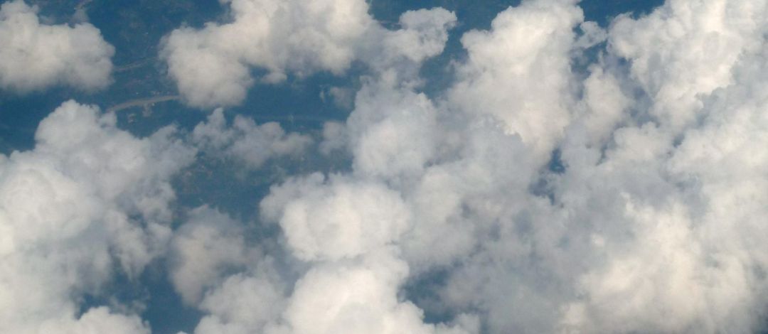 Cumulus clouds taken from an aeroplane. Photo: Katrin Schandert